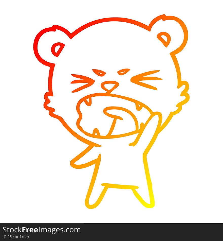 Warm Gradient Line Drawing Angry Cartoon Bear