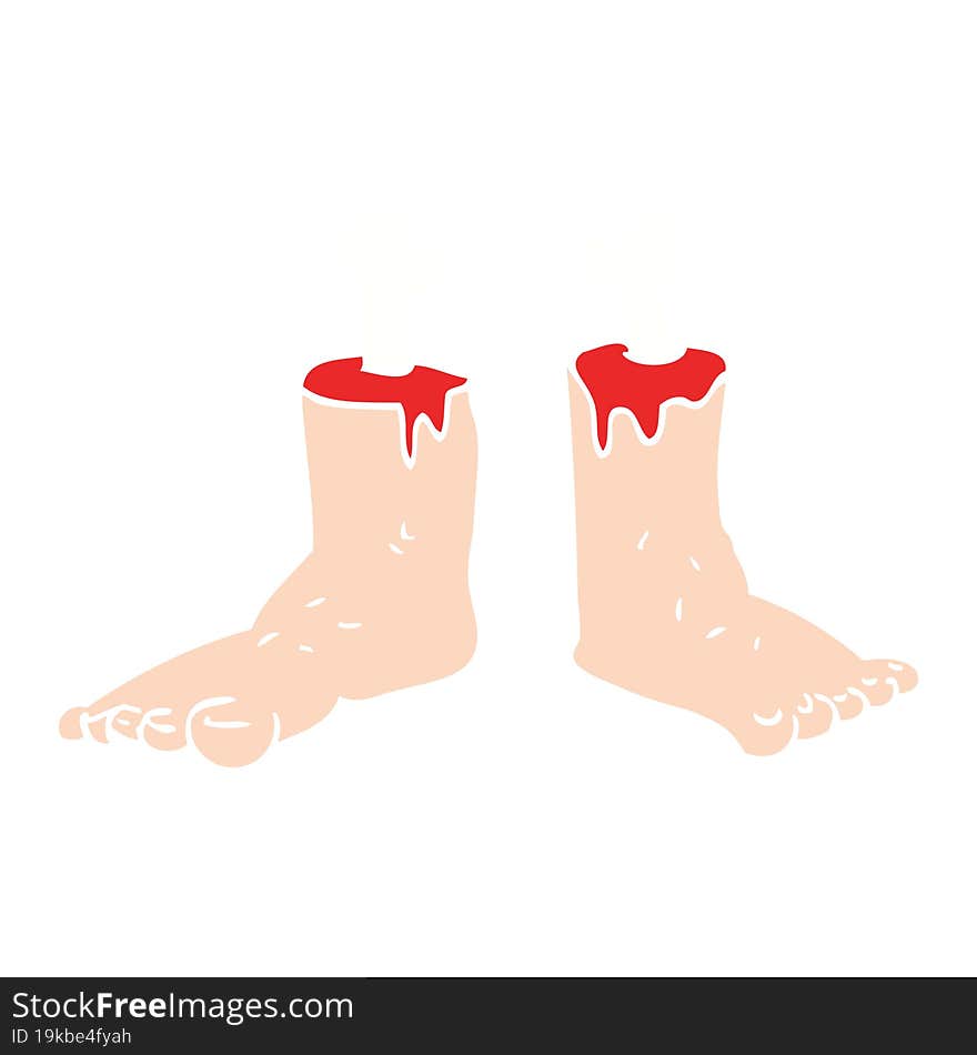 flat color illustration of gross severed feet. flat color illustration of gross severed feet