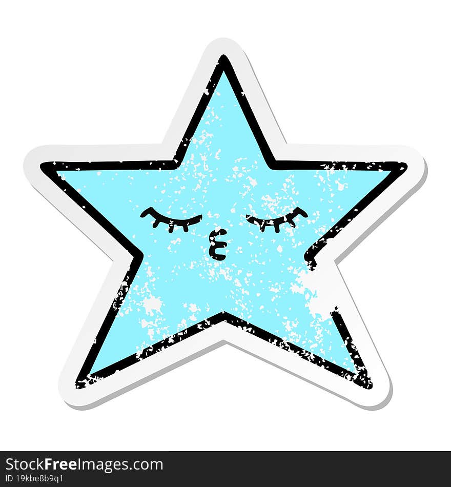 Distressed Sticker Of A Cute Cartoon Star Fish