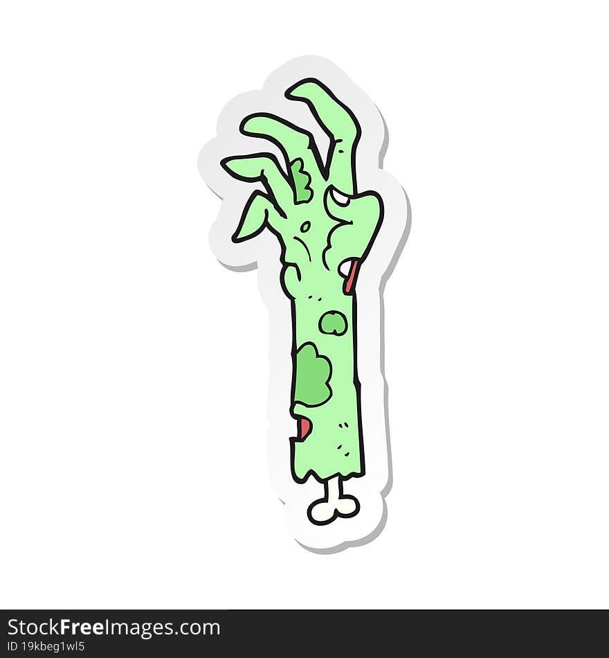 sticker of a cartoon zombie arm