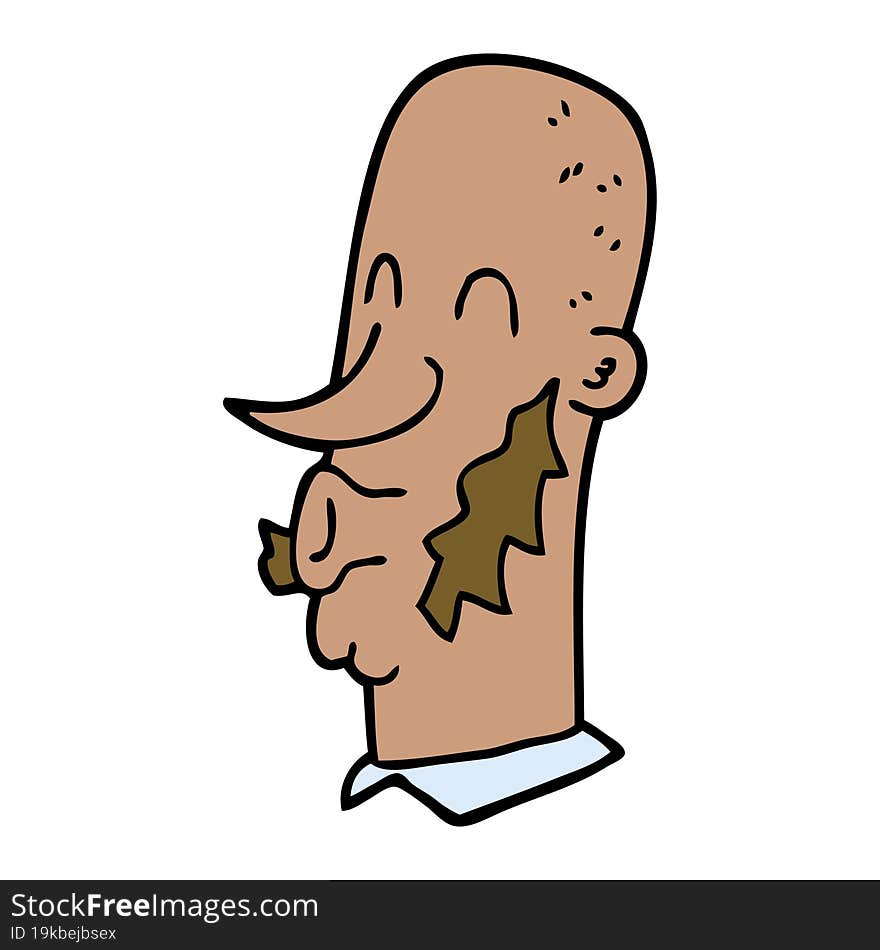 Cartoon Doodle Man With Muttonchop Facial Hair