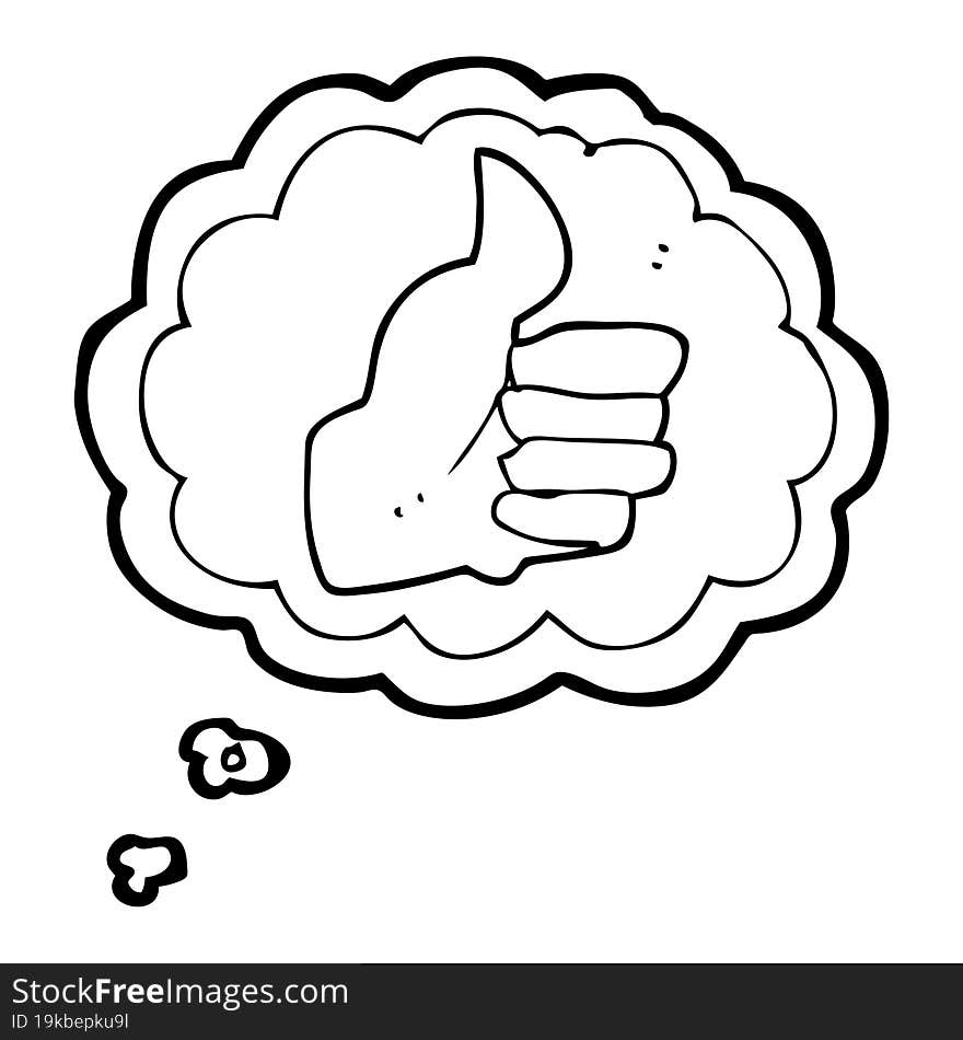 Thought Bubble Cartoon Thumbs Up Symbol