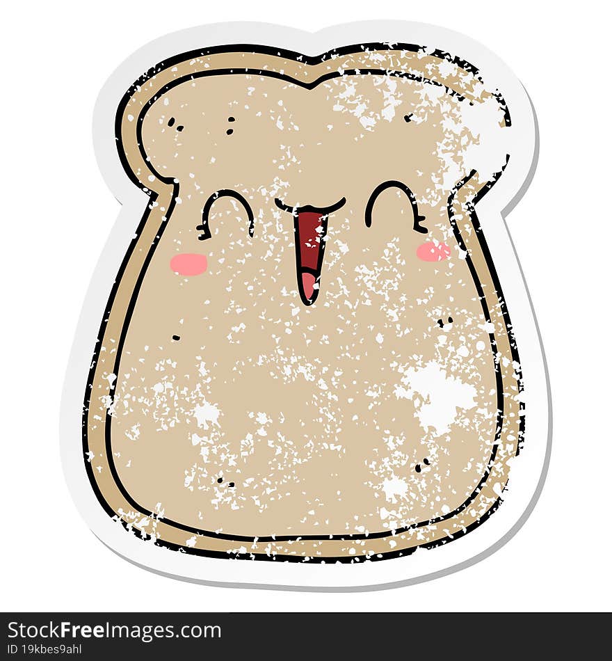 Distressed Sticker Of A Cute Cartoon Slice Of Toast