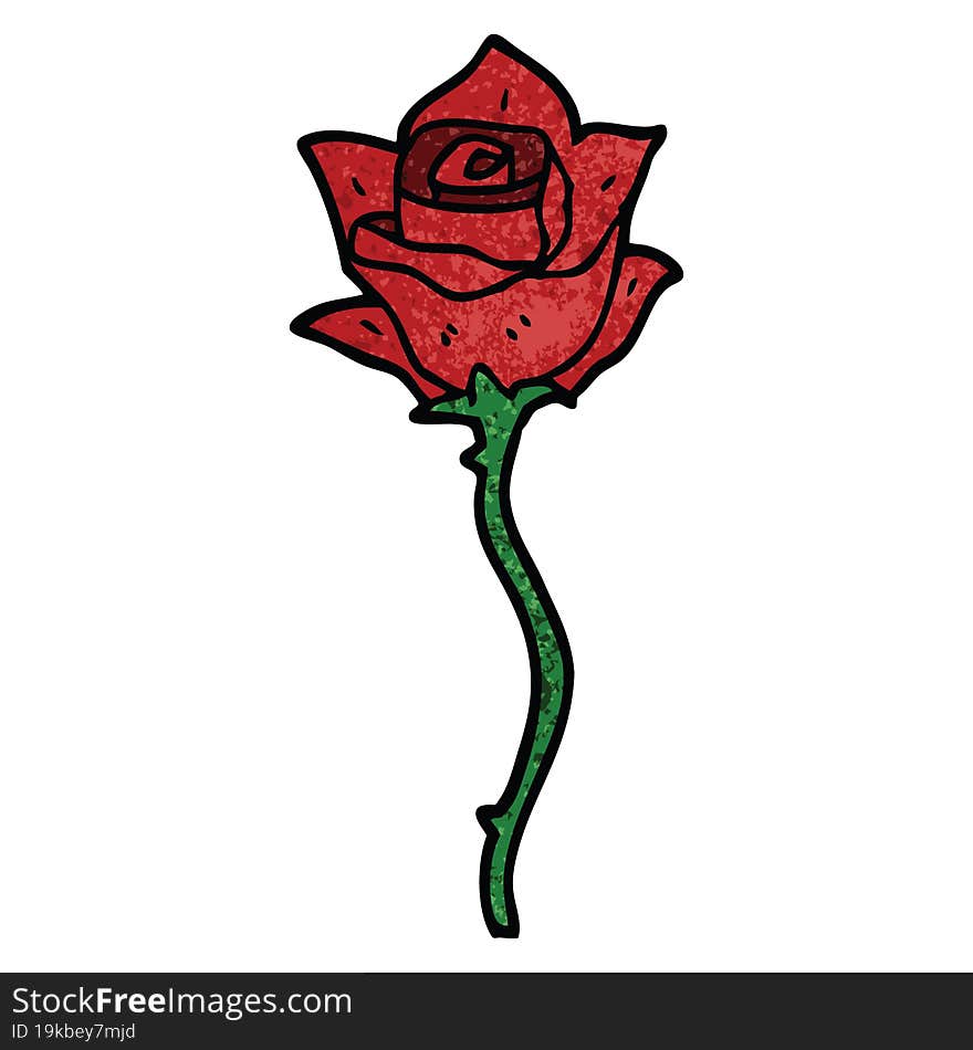 cartoon doodle red rose