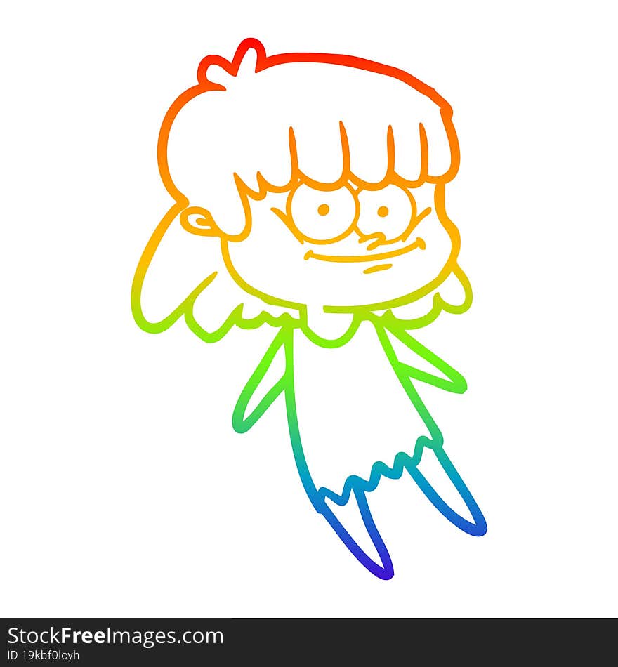 rainbow gradient line drawing cartoon smiling woman