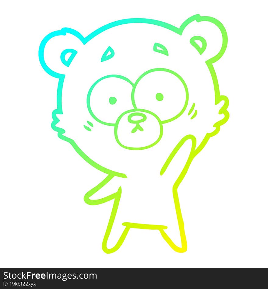 cold gradient line drawing surprised polar bear cartoon