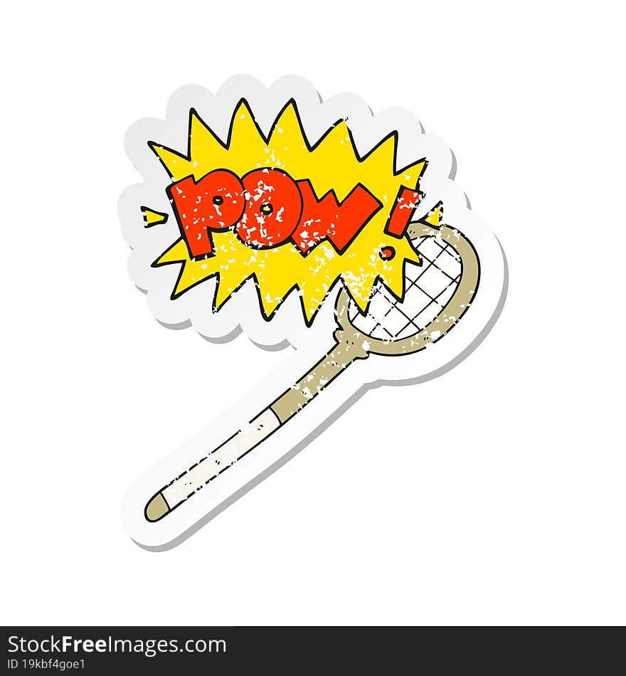 retro distressed sticker of a cartoon tennis racket