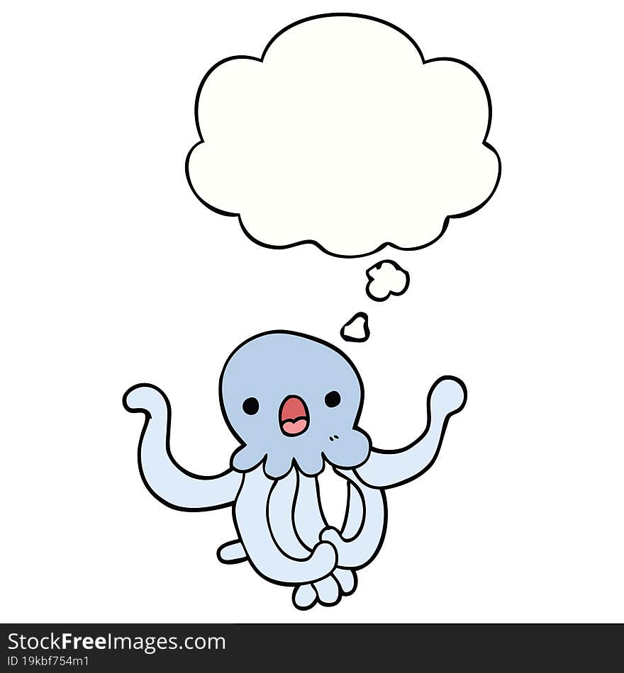 cartoon jellyfish with thought bubble. cartoon jellyfish with thought bubble