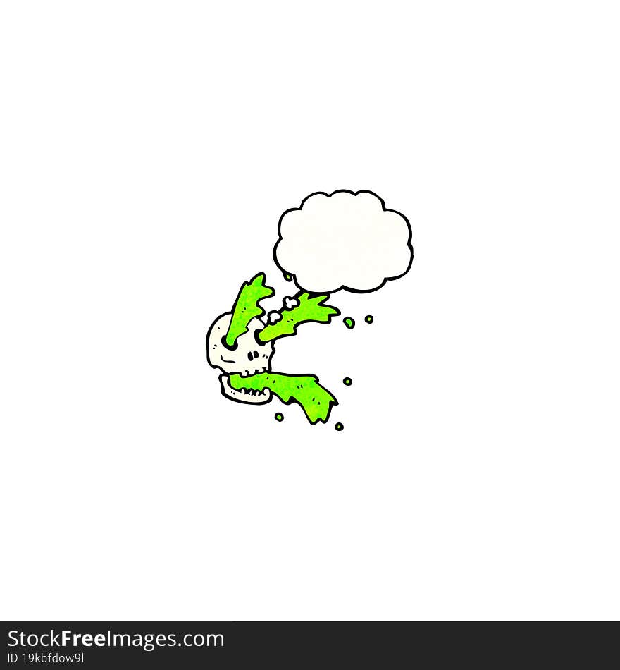 gross slime squirting skull cartoon