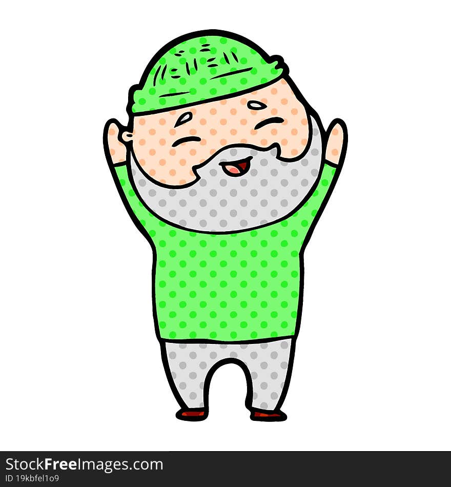 cartoon happy bearded man. cartoon happy bearded man