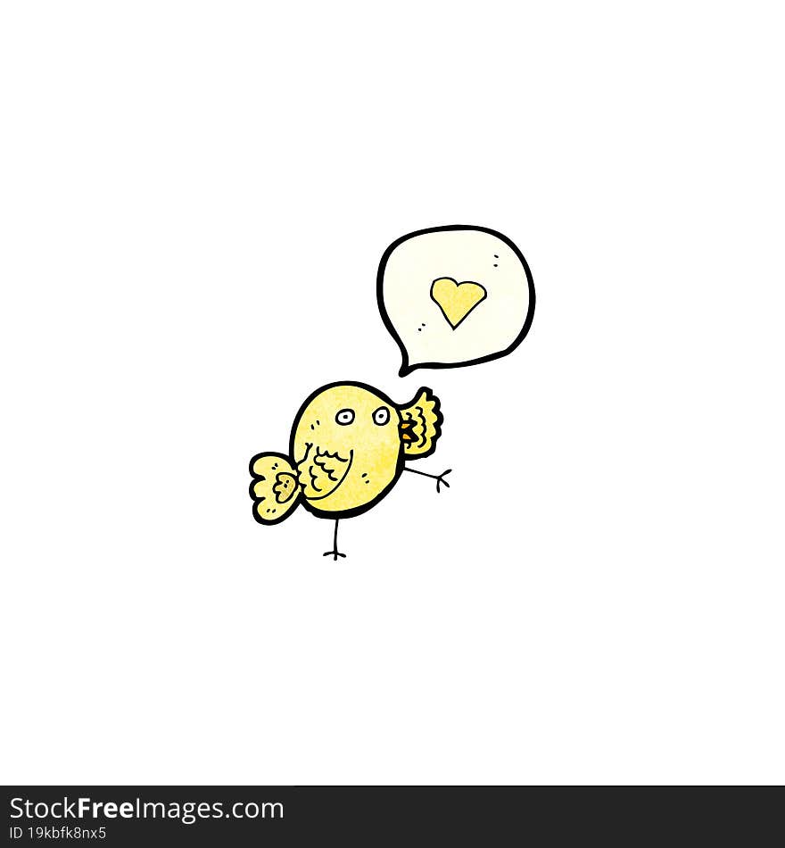 Cartoon Bird With Love Heart Speech Bubble