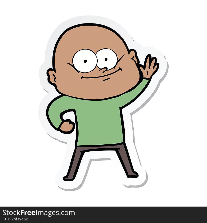 Sticker Of A Cartoon Bald Man Staring