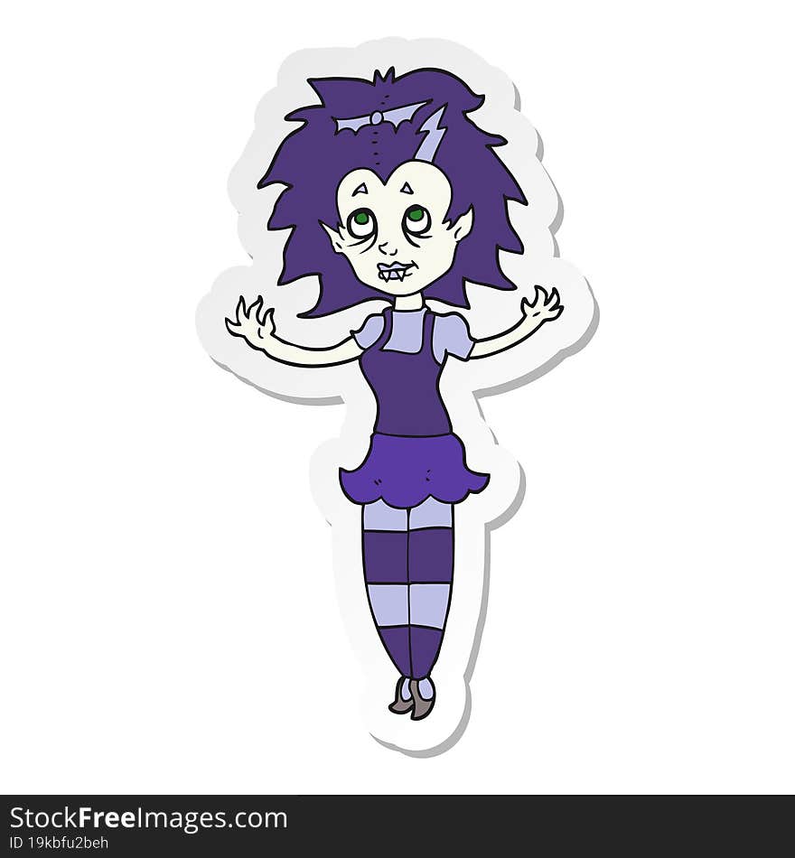 sticker of a cartoon vampire girl