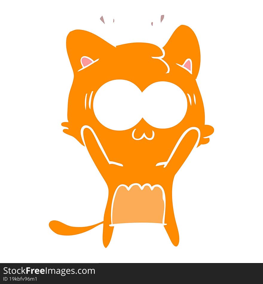 Flat Color Style Cartoon Surprised Cat