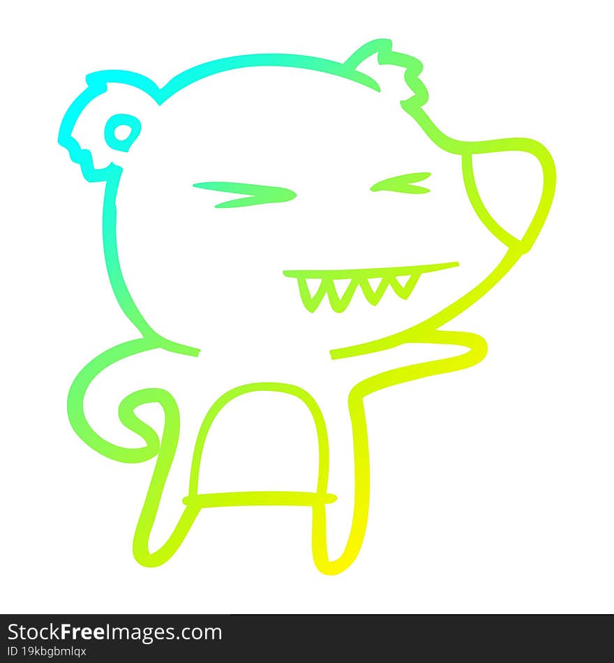 cold gradient line drawing of a angry bear cartoon