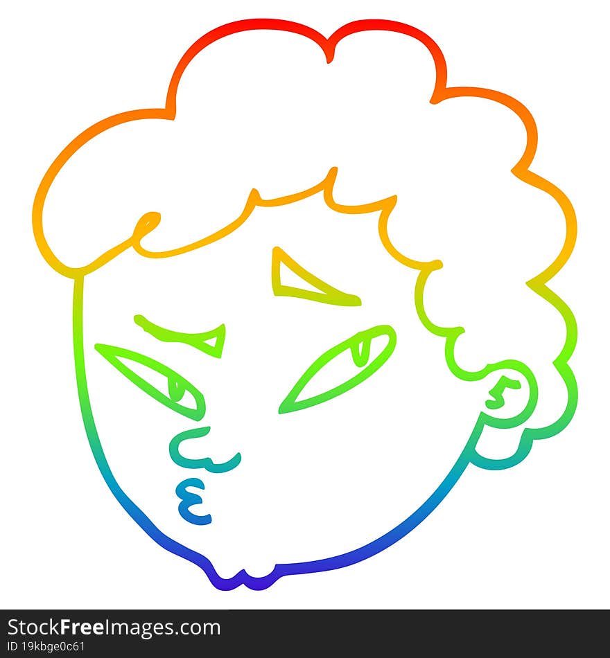 rainbow gradient line drawing cartoon suspicious man