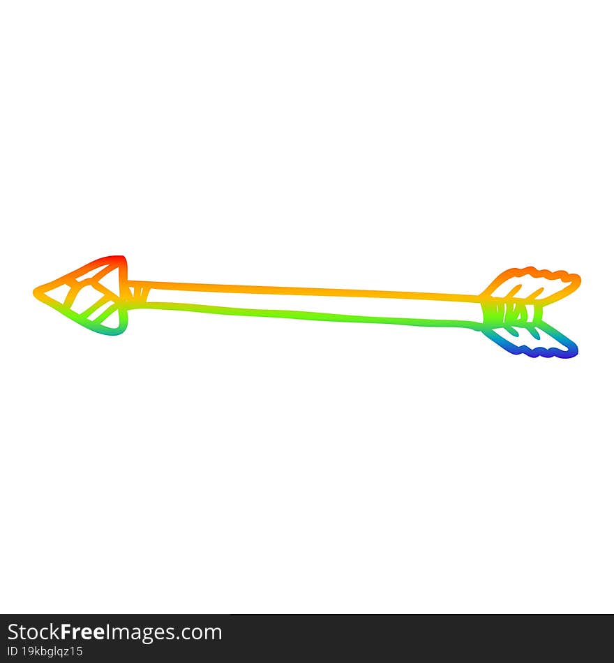 Rainbow Gradient Line Drawing Cartoon Arrow