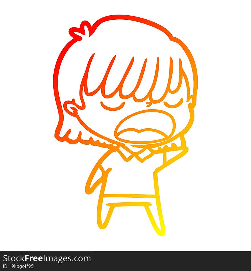 warm gradient line drawing cartoon woman talking loudly