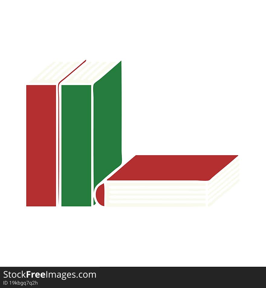 flat color retro cartoon of books