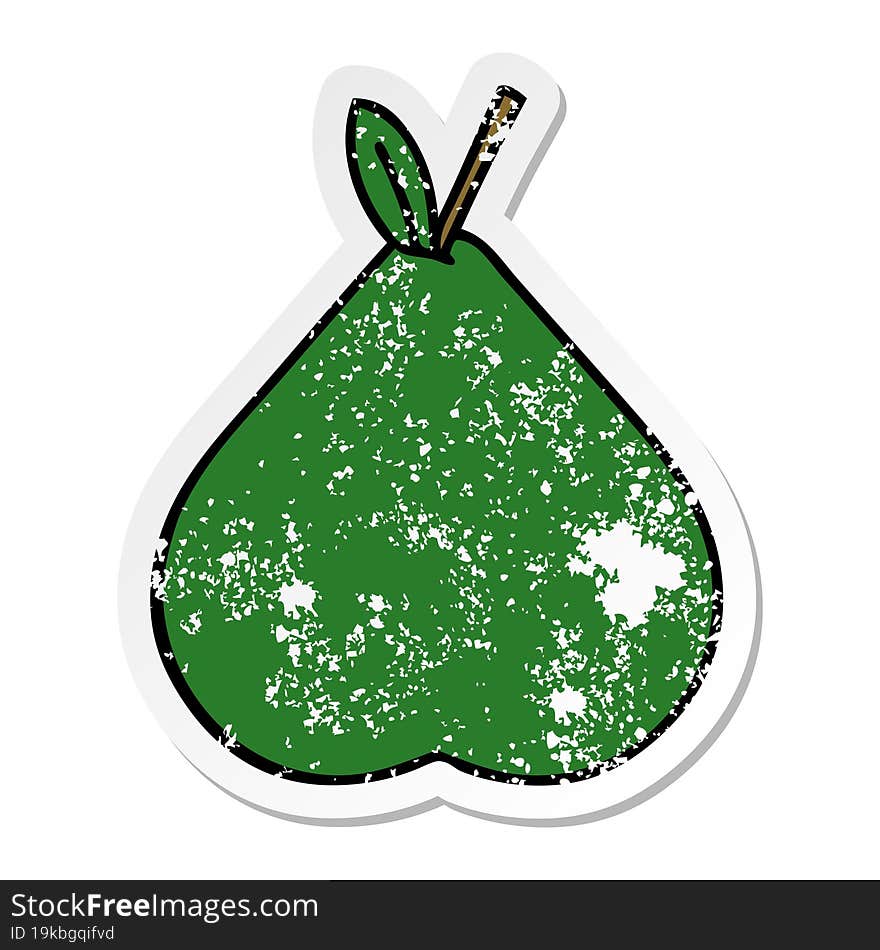 distressed sticker of a cute cartoon pear