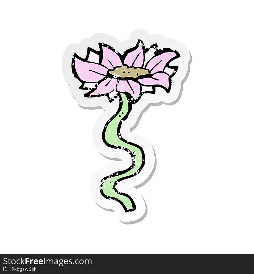 retro distressed sticker of a cartoon flower