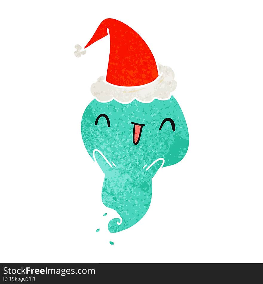 christmas retro cartoon of kawaii ghost