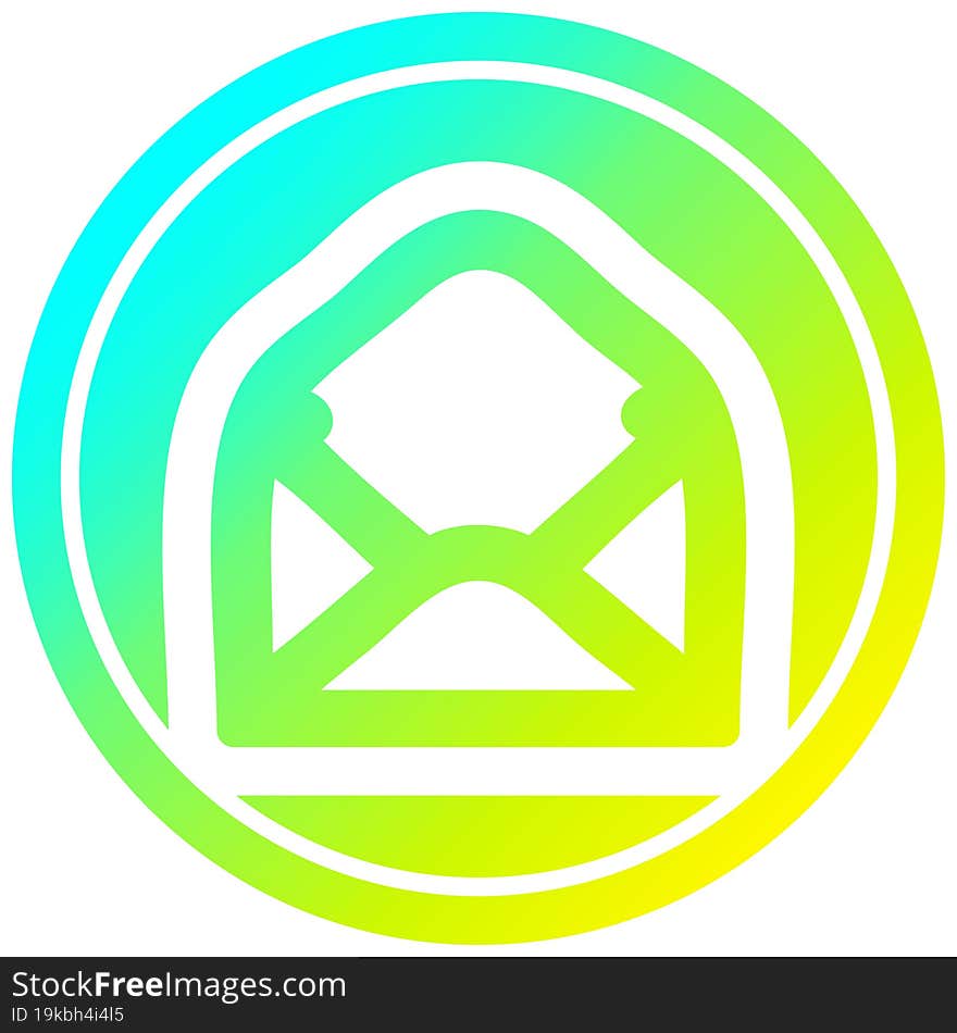 envelope letter circular in cold gradient spectrum