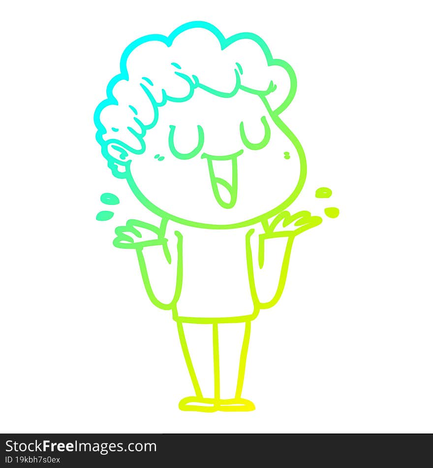 Cold Gradient Line Drawing Laughing Cartoon Man