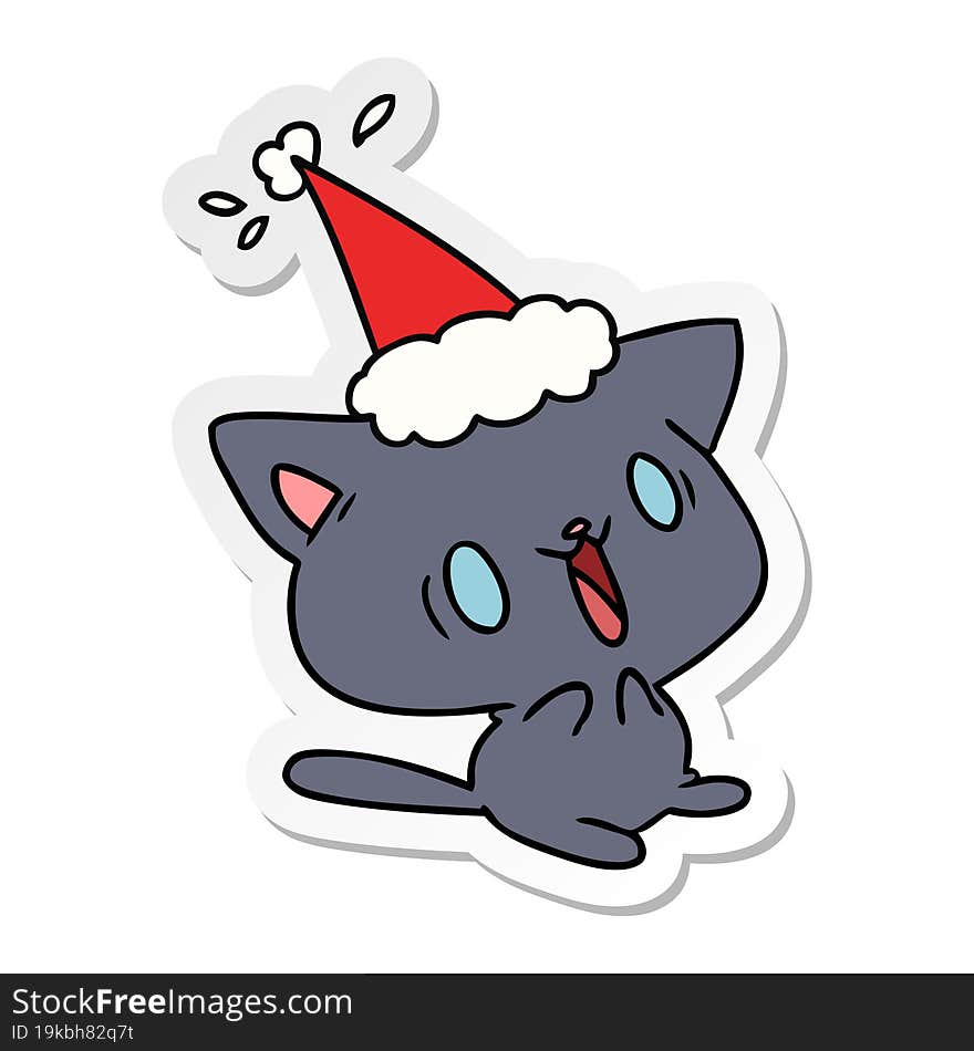 christmas sticker cartoon of kawaii cat