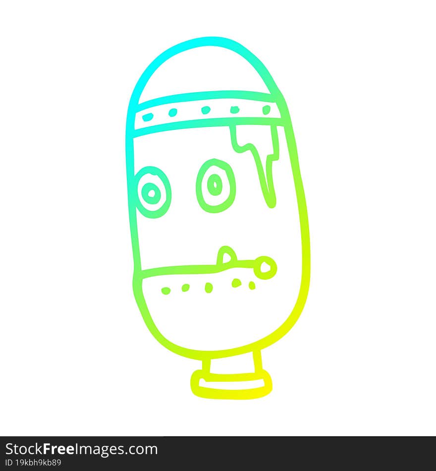 cold gradient line drawing cartoon retro robot head