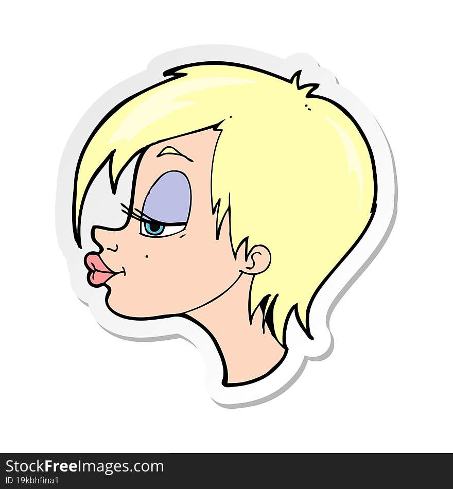 sticker of a cartoon pretty woman