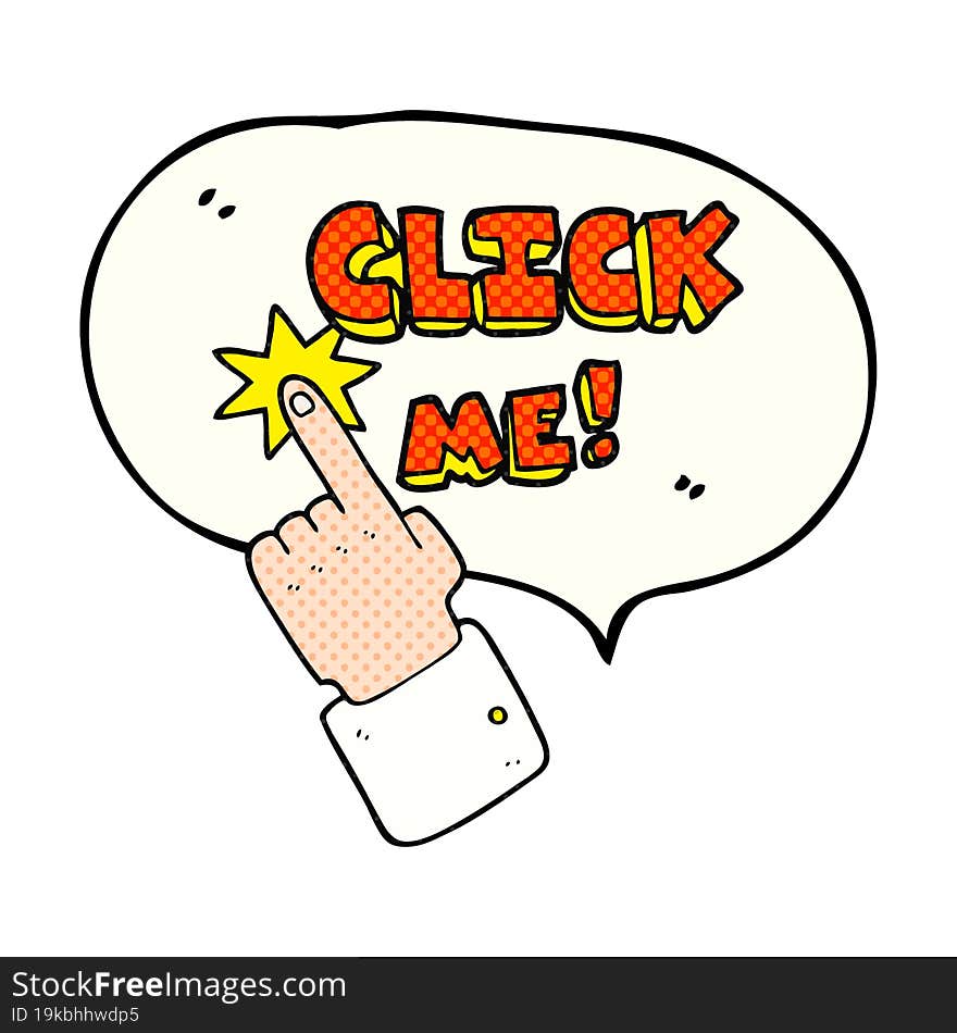 click me comic book speech bubble cartoon sign