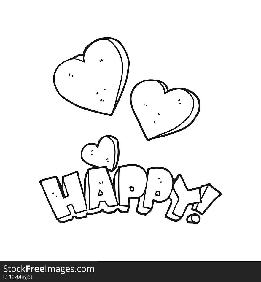 black and white cartoon happy symbol