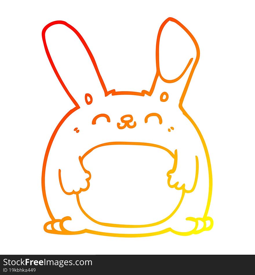 Warm Gradient Line Drawing Cartoon Rabbit