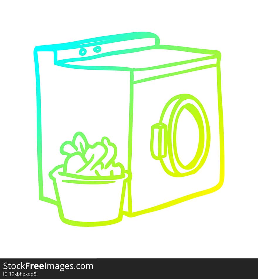 cold gradient line drawing washing machine and laundry