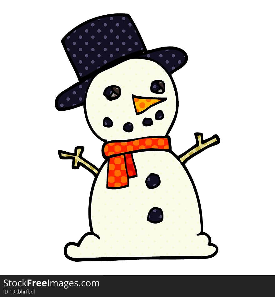 cartoon doodle traditional snowman