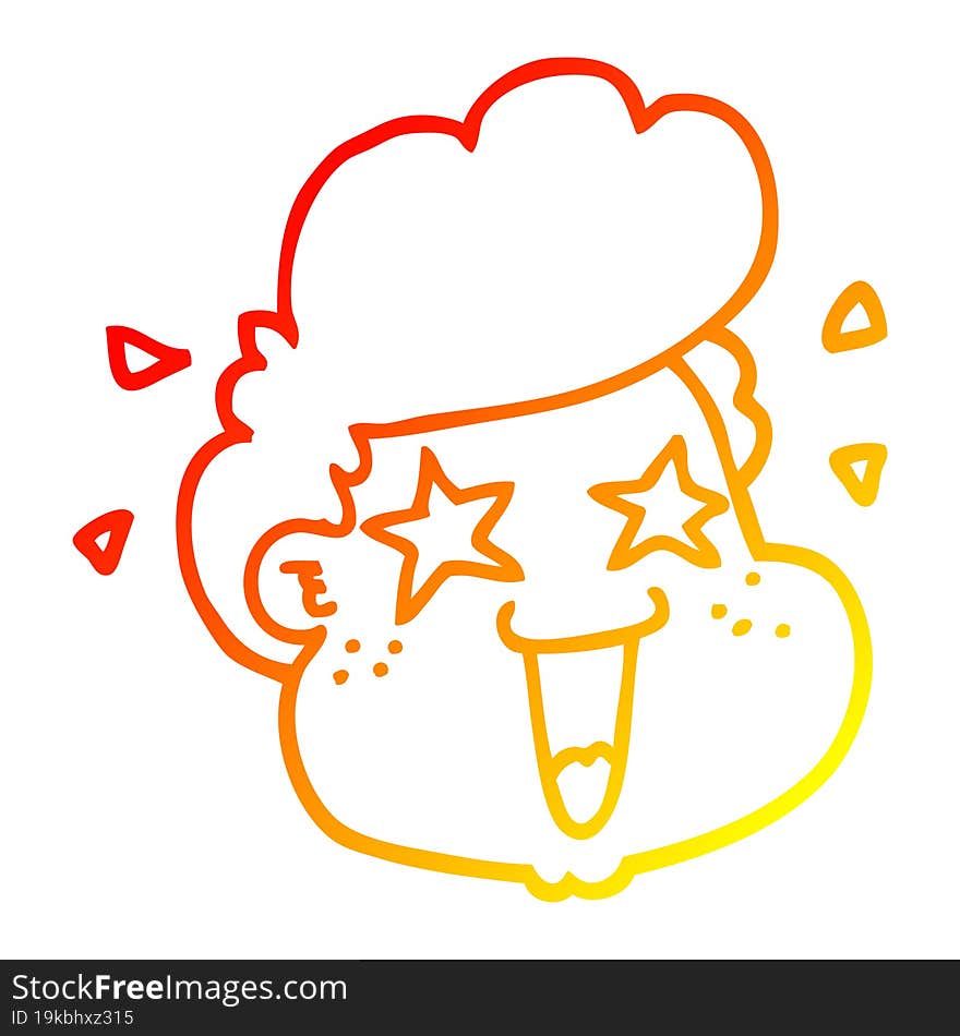 warm gradient line drawing of a cartoon boy\'s face