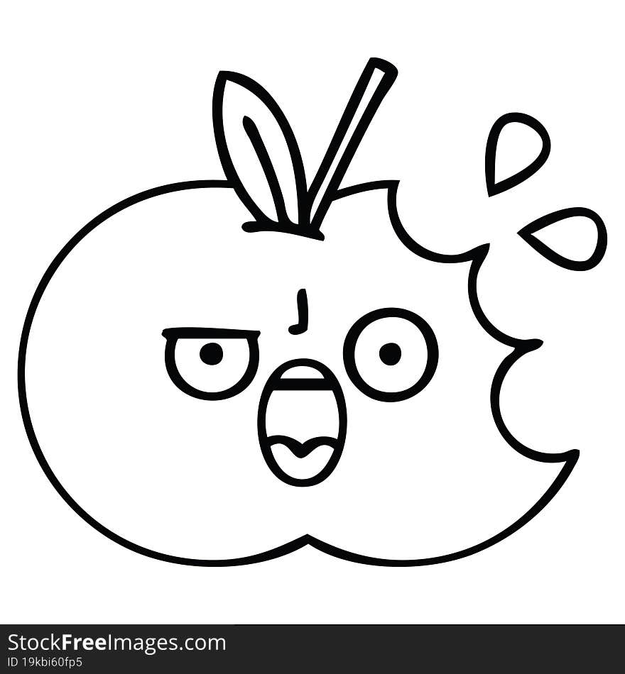 Line Drawing Cartoon Red Apple