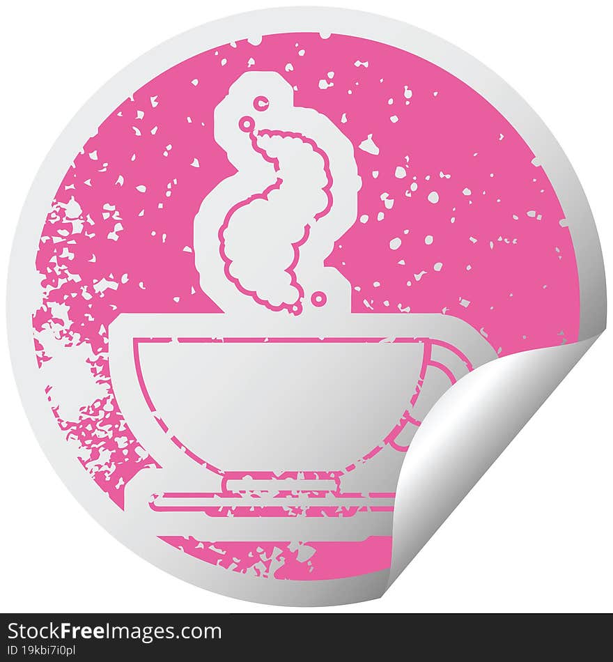 Coffee cup distressed sticker