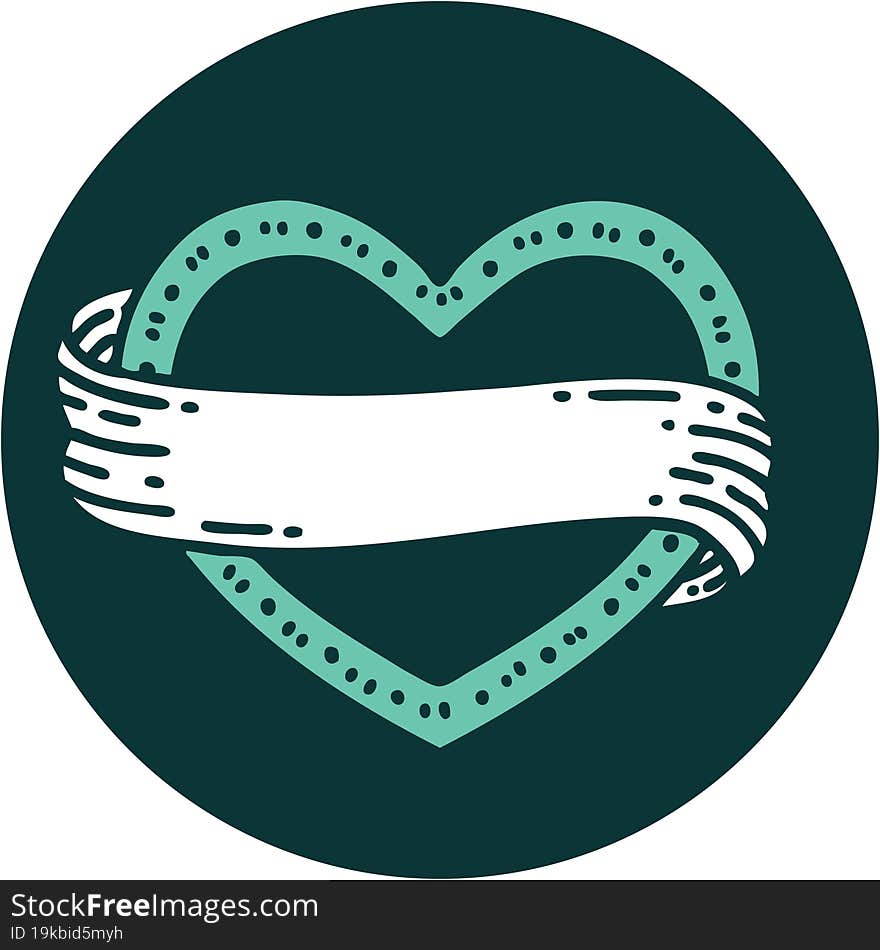 Tattoo Style Icon Of A Heart And Banner