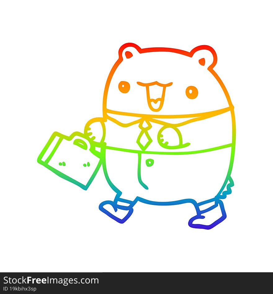 rainbow gradient line drawing cute cartoon business bear