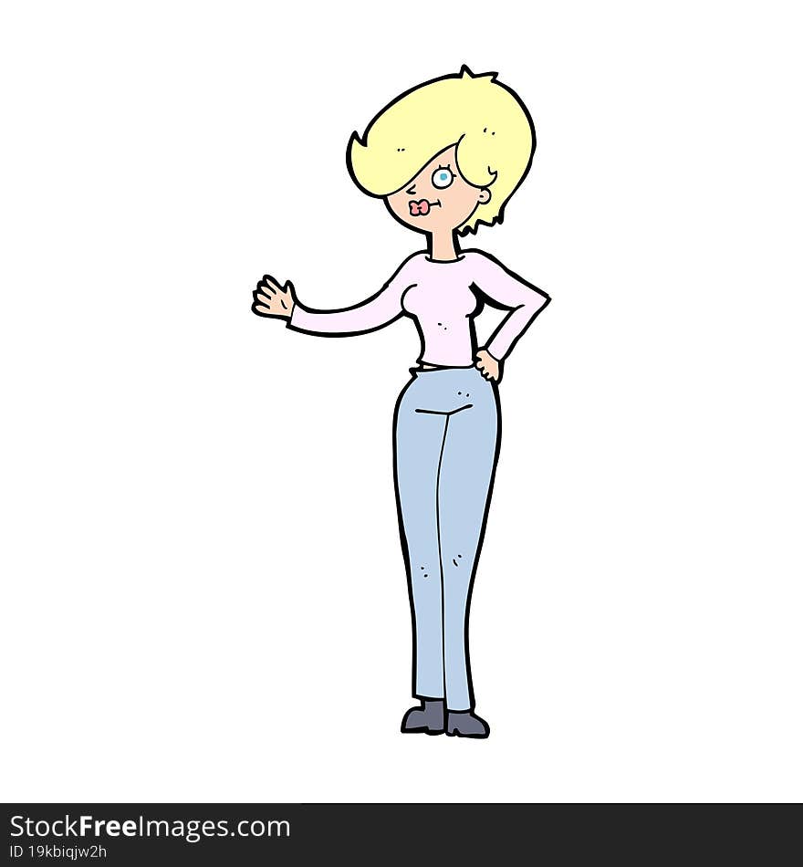 cartoon woman waving