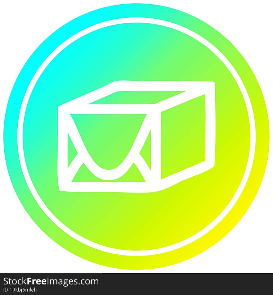 wrapped parcel circular in cold gradient spectrum