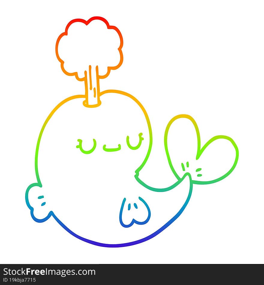 rainbow gradient line drawing cute cartoon whale