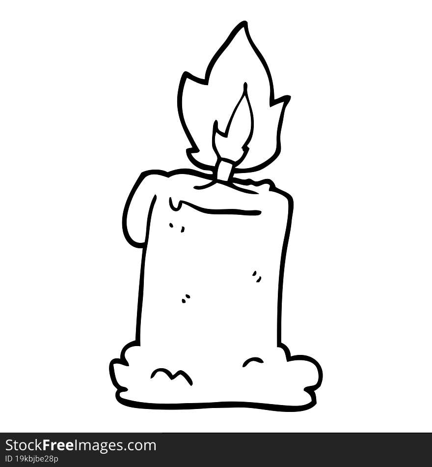 line drawing cartoon lit candle