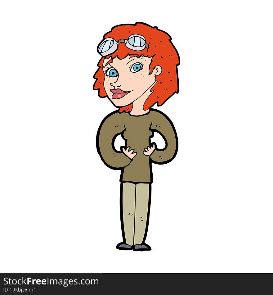 cartoon aviator woman