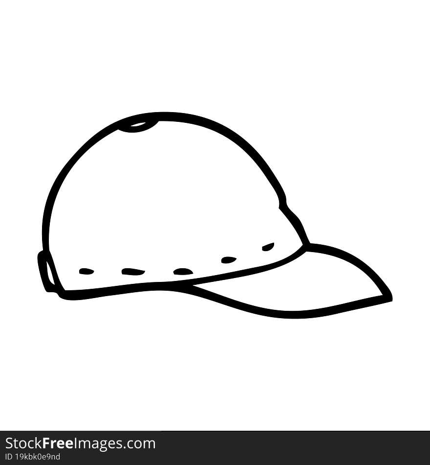 Line Drawing Cartoon Baseball Cap