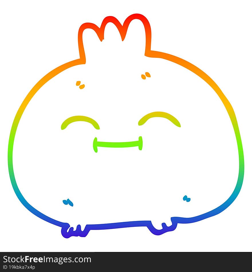 Rainbow Gradient Line Drawing Cartoon Happy Root Vegetable