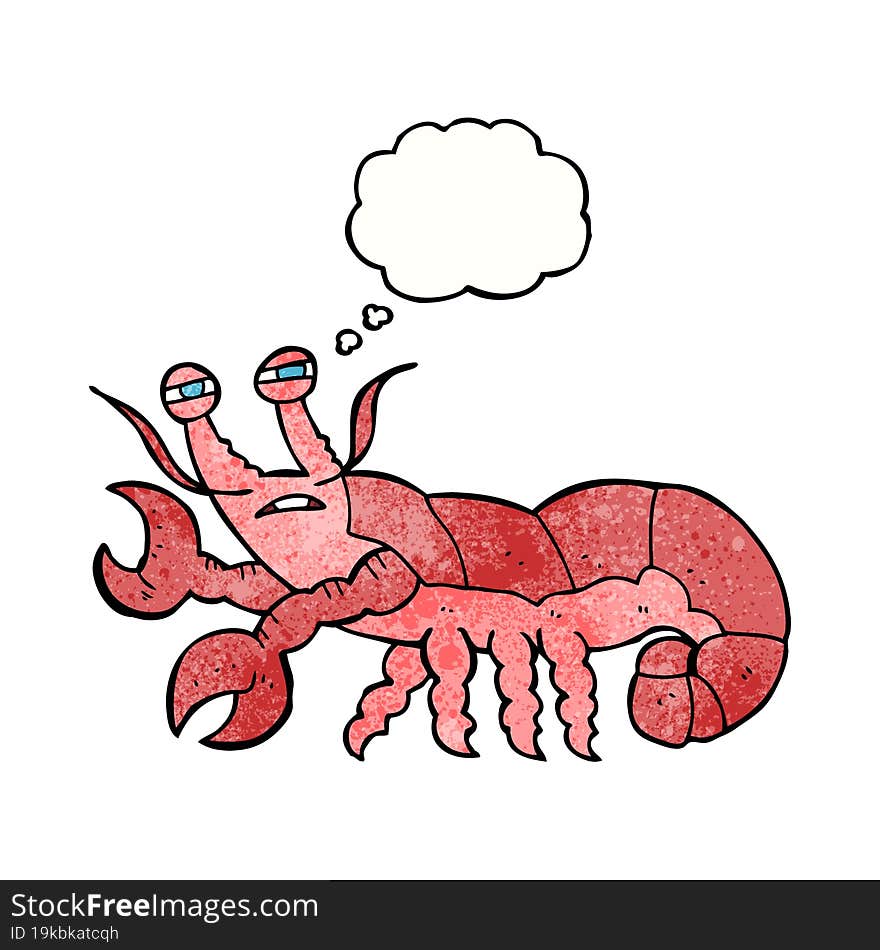 thought bubble textured cartoon lobster