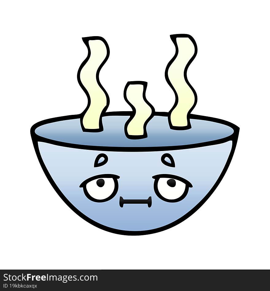 Gradient Shaded Cartoon Bowl Of Hot Soup